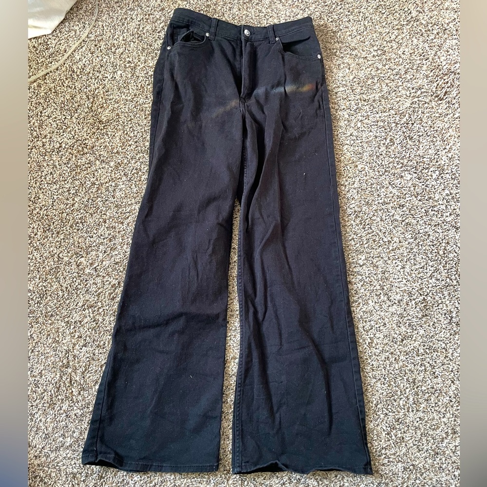 H&M high rise wide leg black jeans, size 8, good condition